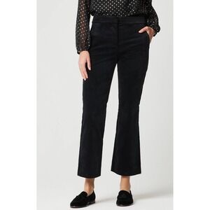 J.Crew Women 6 Black Velvet Kelsey Kickout Flared Cropped Pants Slant Pockets
